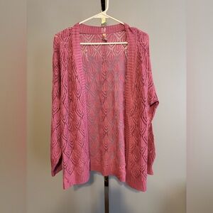 Jardin By Macris Women’s Sz M Pink Open Cardigan Sweater Loose Knit